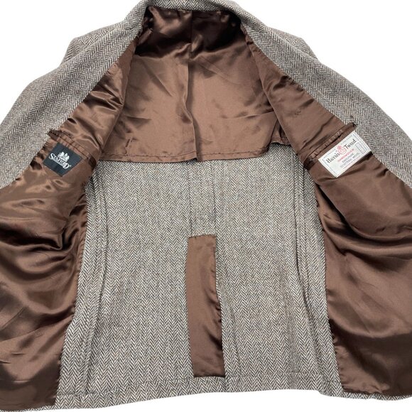 Stafford Harris Tweed Scottish Wool Scotland Blazer Herringbone Jacket Men's 44 - Picture 8 of 8